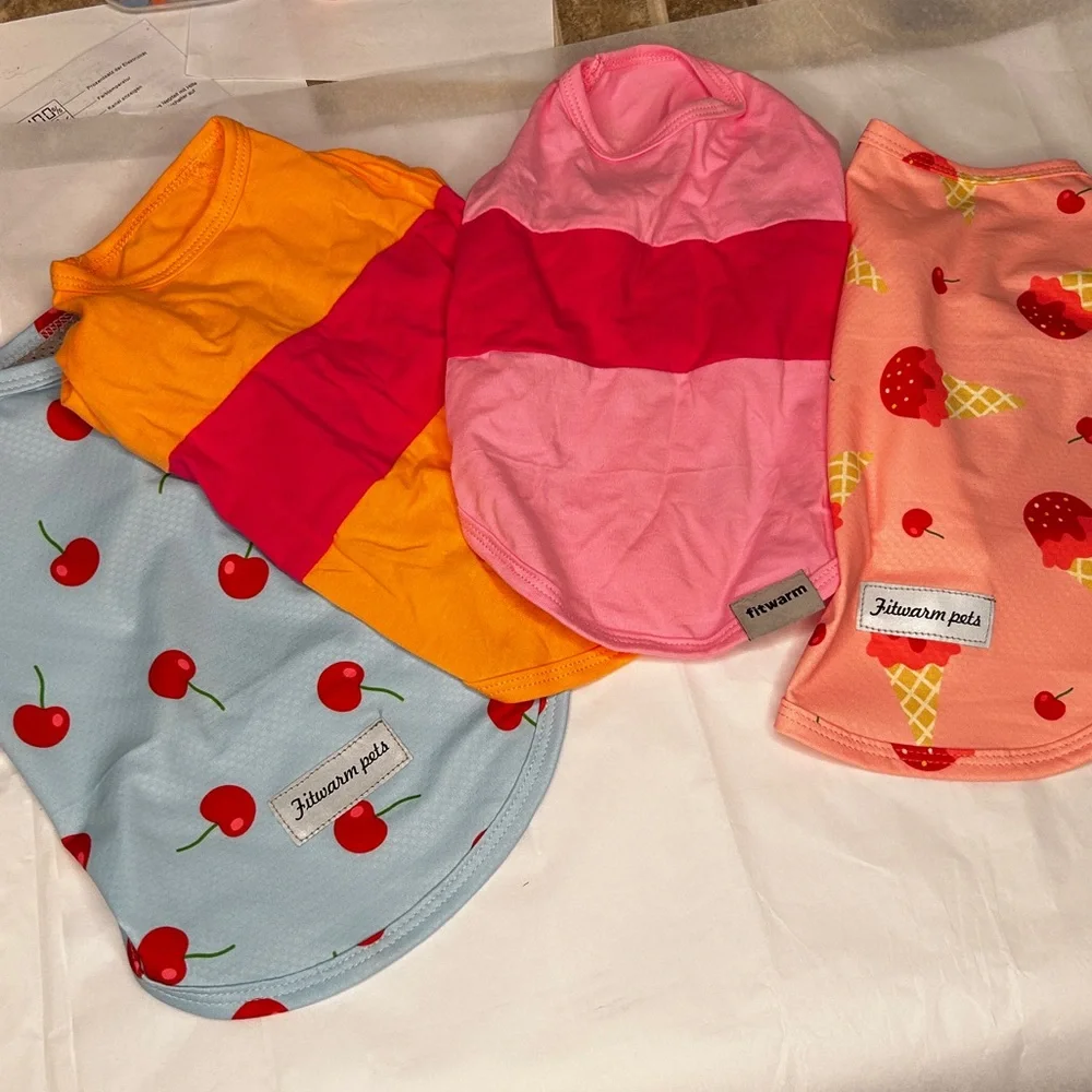 Fitwarm set of 4 summer dog T-shirts. S. NWOT